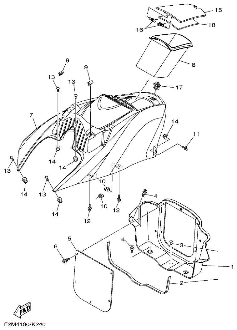 Yamaha F2ML ENGINE HATCH 1 parts diagram